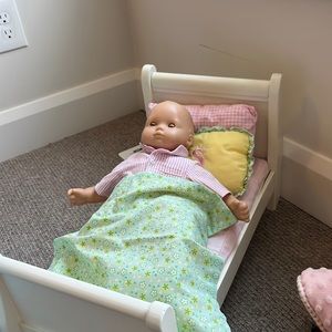 Doll Bed - Pottery Barn Kids + Bedding (doll sold separately)